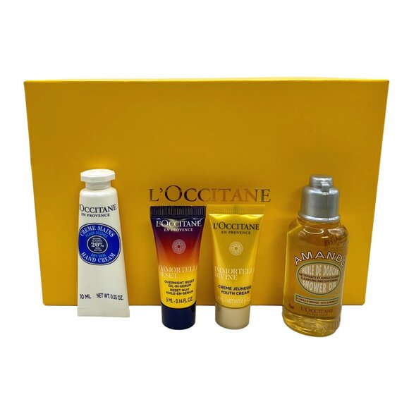 L’Occitane Nourish & Glow 4 Piece Travel Set - Cream, Oil, Serum - Picture 1 of 6
